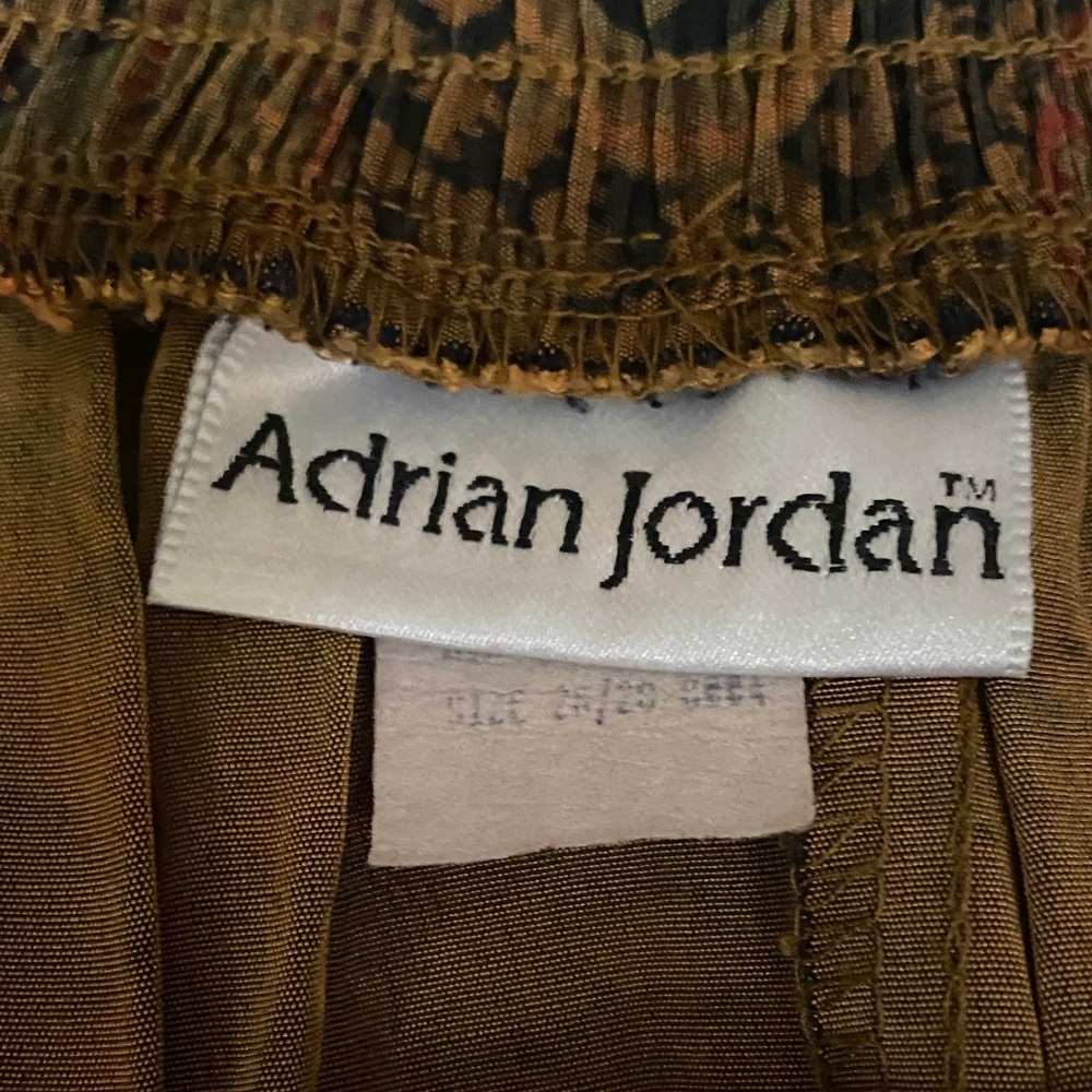 Vintage Adrian Jordan Olive Green Paisley Skater Skirt Floral Boho - Picture 2 of 7